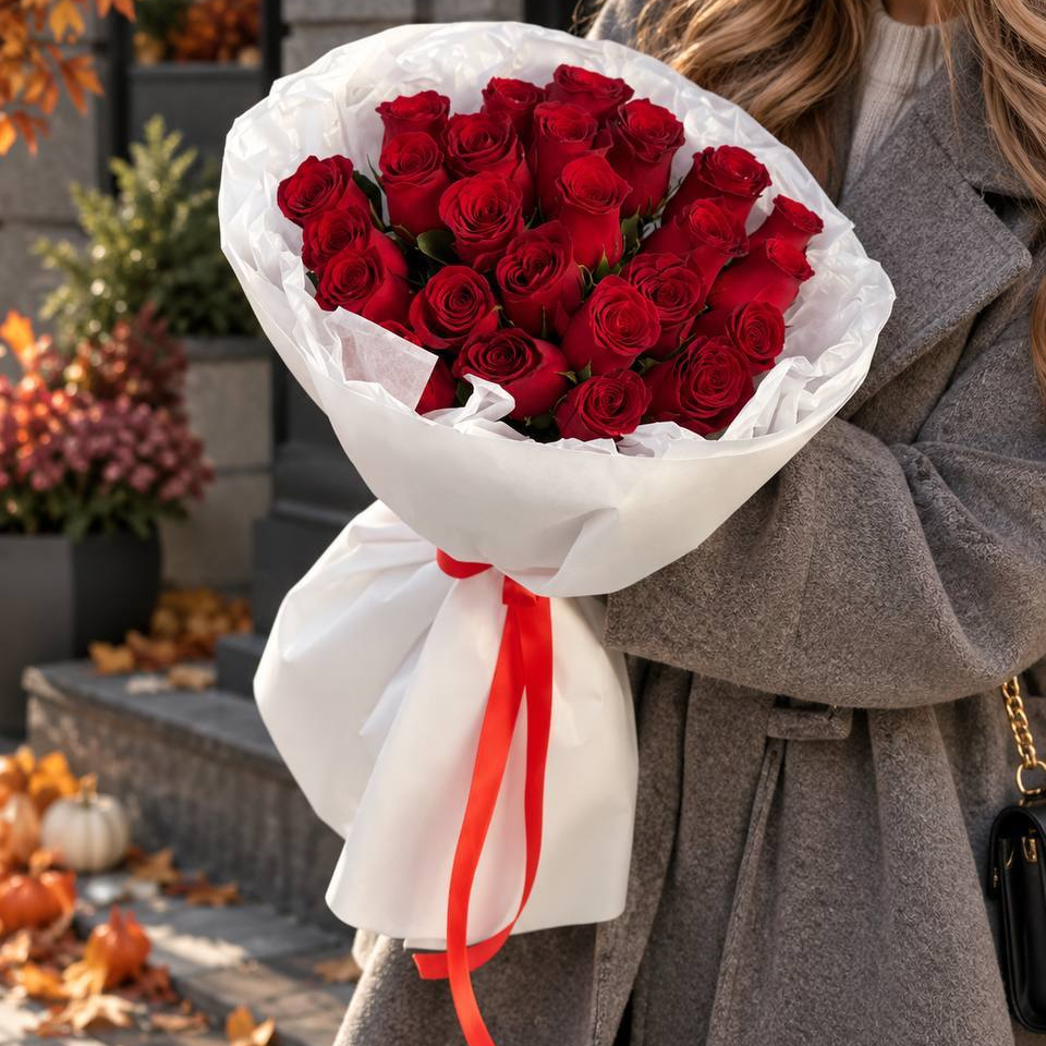 Букет из 25 красных роз 