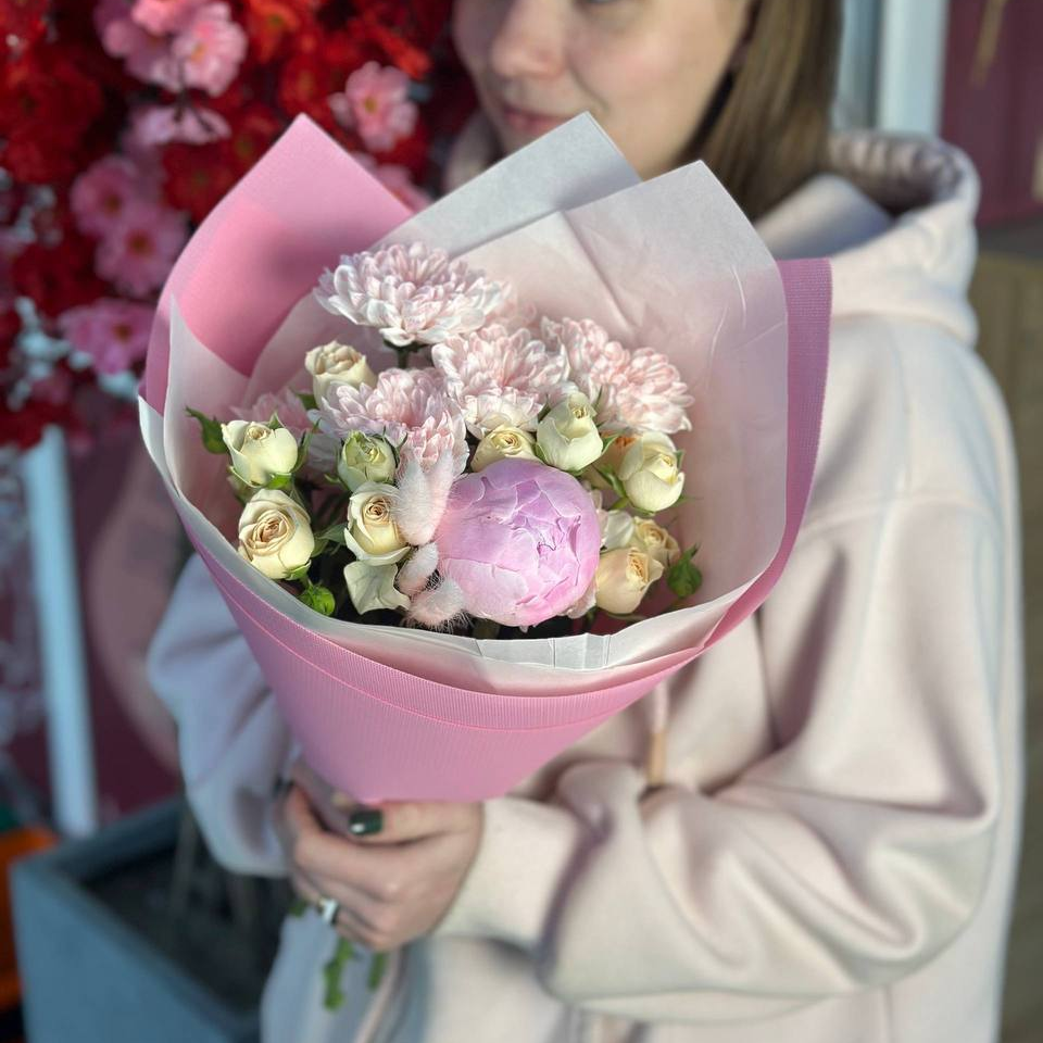 Мини Букет с пионом